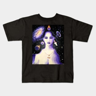 The universe in her hair Kids T-Shirt